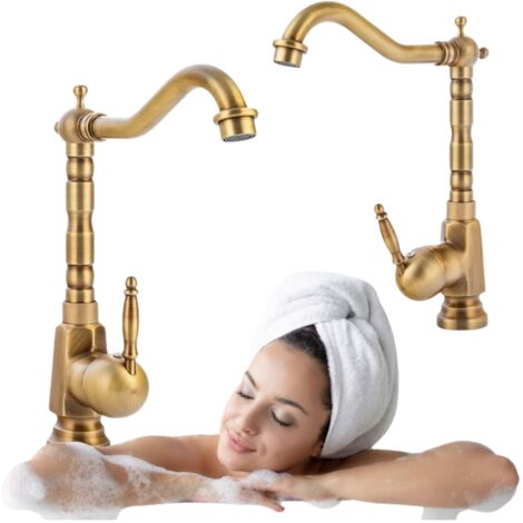 RUBINETTO VASCA ALTO ORO ANTICO S-1087 RETRO