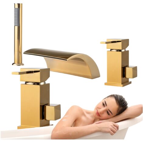 RUBINETTO VASCA CASCADE 3 FORI ORO SEM-1006G