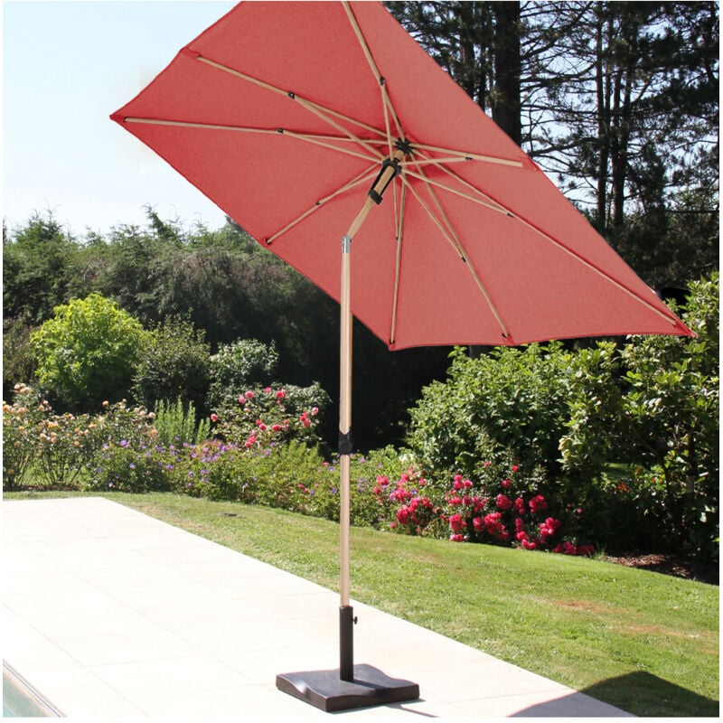 RUBIS - Parasol droit Ø2,4m - effet bois - Terracotta