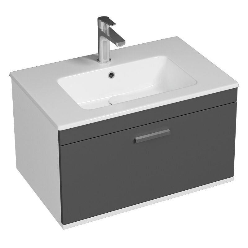 Saniverre - rubite Meuble salle de bain simple vasque 1 tiroir gris anthracite largeur 70 cm