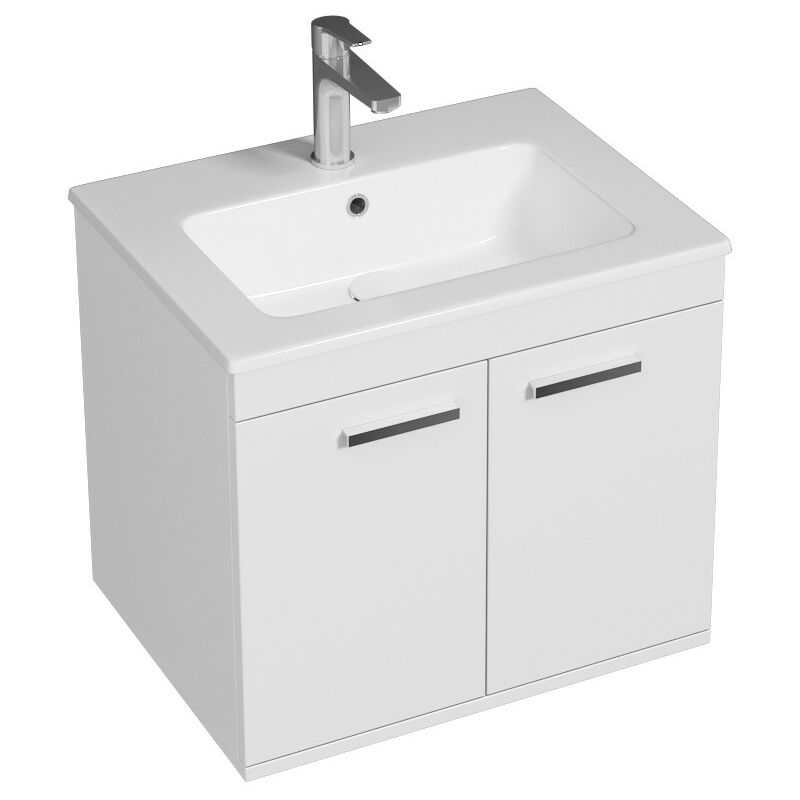 Saniverre - rubite Meuble salle de bain simple vasque 2 portes blanc largeur 60 cm