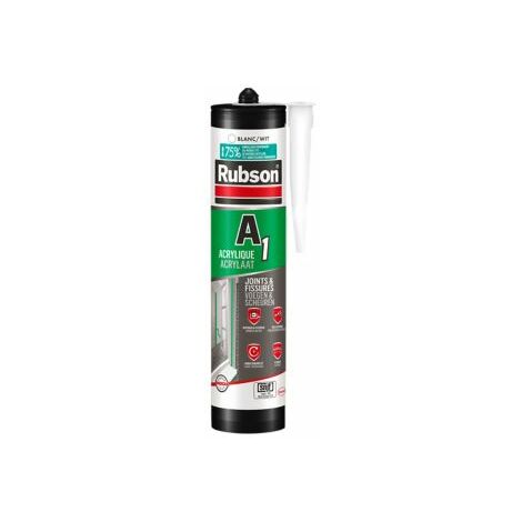 Rubson A1 Mastic acrylique pour joints et fissures, intérieur/ extérieur, certifié SNJF, Blanc, Cartouche 300ml