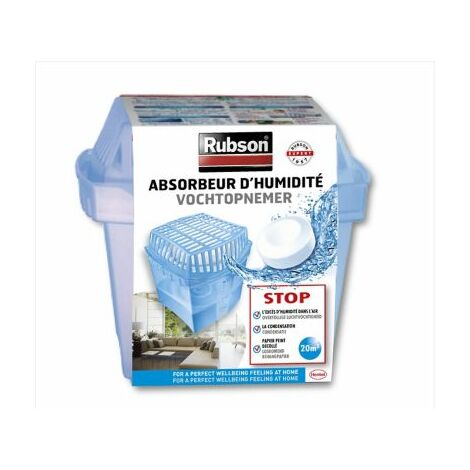 RUBSON absorbeur d'humidité "Basic" pour pièce de 20 m² - contient une recharge
