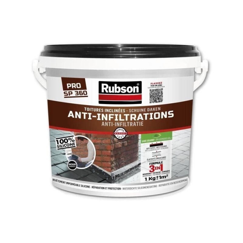Rubson - Anti-infiltrations Toutes Toitures Noir 1kg