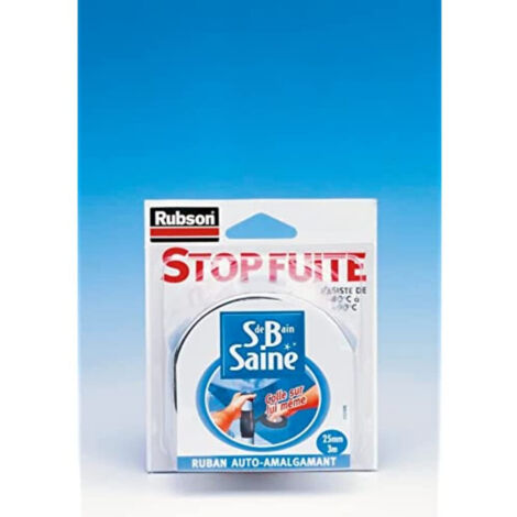 Rubson – Rouleau d'étanchéité auto-amalgamant 25mm x 3m – Résiste à 4 bars – Pour colmatage tuyaux et canalisations – Adhérence durable