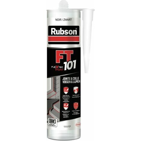 Rubson FT 101 Noir, Mastic polymère de haute qualité pour joints, fissures, collages, Mastic étanche pour intérieur & extérieur, Mastic multi-matériaux, cartouche de 280 ml