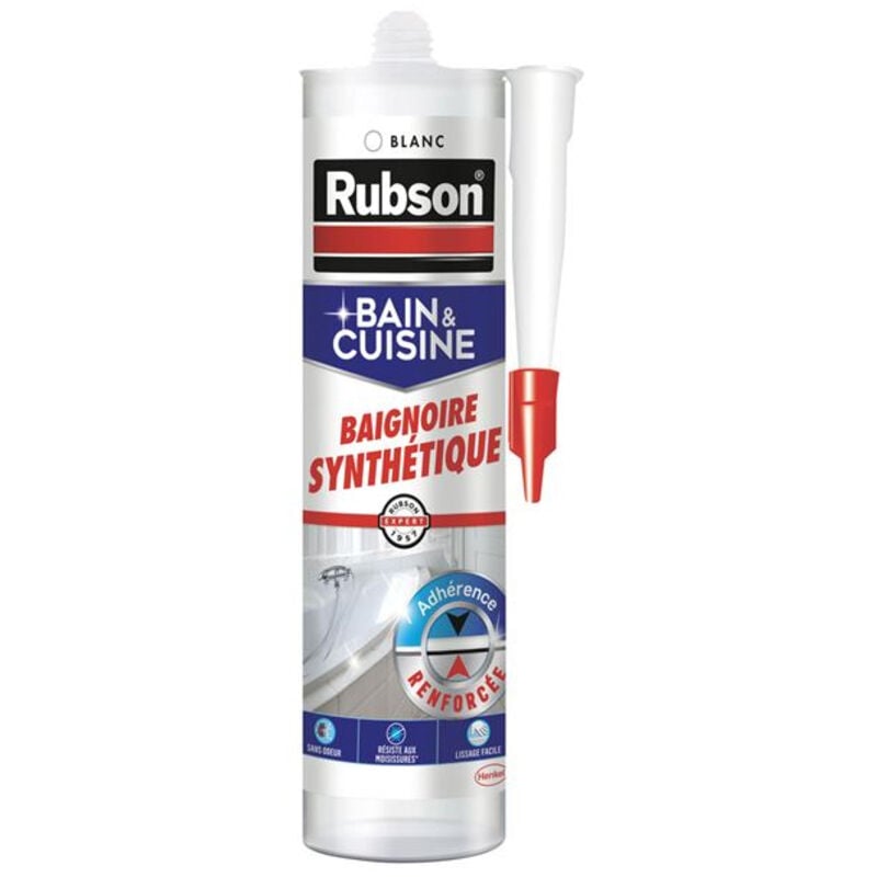 Rubson - mastic bain cuisine baignoire synthétiq. blanc 280 ml