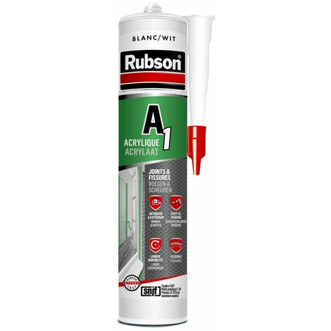 Rubson – Mastic de calfeutrement 300 ml blanc – Pour béton, brique, bois et plâtre – Excellente résistance au vieillissement – Joints façades