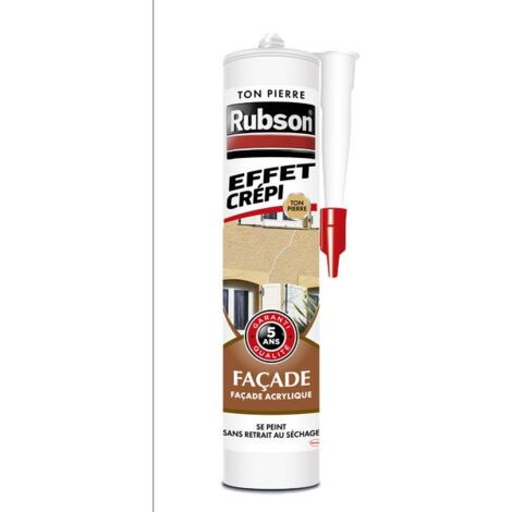 Rubson – Mastic d'étanchéité façade effet crépi – 280 ml pour béton, brique, bois et plâtre – Application facile, peinture possible