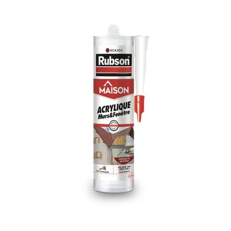 Rubson Mastic Maison Acrylique Murs & Fenêtres, mastic acrylique couleur acajou pour intérieur & extérieur, comble fissure, joint porte et fenêtre, Cartouche de 280 ml