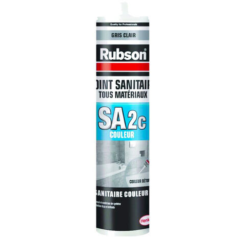 Rubson – Mastic sanitaire silicone acétique gris clair 280ml – Étanchéité pour douches et baignoires – Anti-moisissures – Finition lisse et brillante