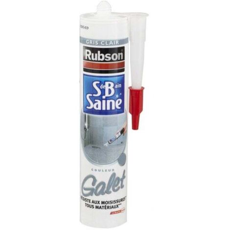 Rubson – Mastic silicone gris clair 280 ml – Étanchéité céramique – Adhérence optimale pour salles de bains – Application facile