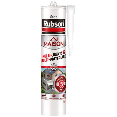 Rubson Mastic silicone Multi-joints & Multi-matériaux – Étanchéité & Réparation Intérieure/Extérieure – Gris280 ml
