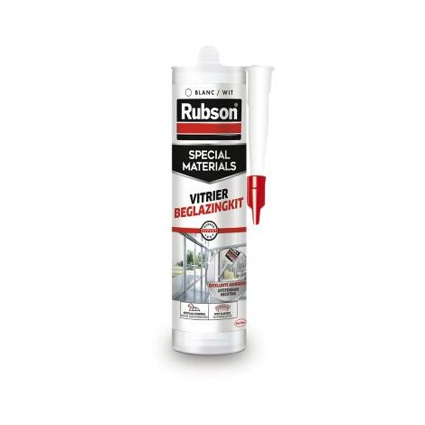 Rubson Mastic Special Materials Vitrier, silicone neutre pour masticage de portes et fenêtres, Coloris blanc , Cartouche de 280ml