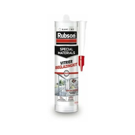 Rubson Mastic Special Materials Vitrier, silicone neutre pour masticage de portes et fenêtres, Coloris blanc , Cartouche de 280ml