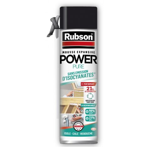 Rubson – Mousse polyuréthane expansive 500 ml – Isolation thermique et phonique – Adhère sur bois et béton – Résistante aux UV et humidité
