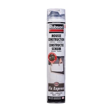 Rubson – Mousse polyuréthane expansive 750ml – Colle pour béton, bois et plâtre – Résistance à l'humidité – Prise rapide en 30 minutes