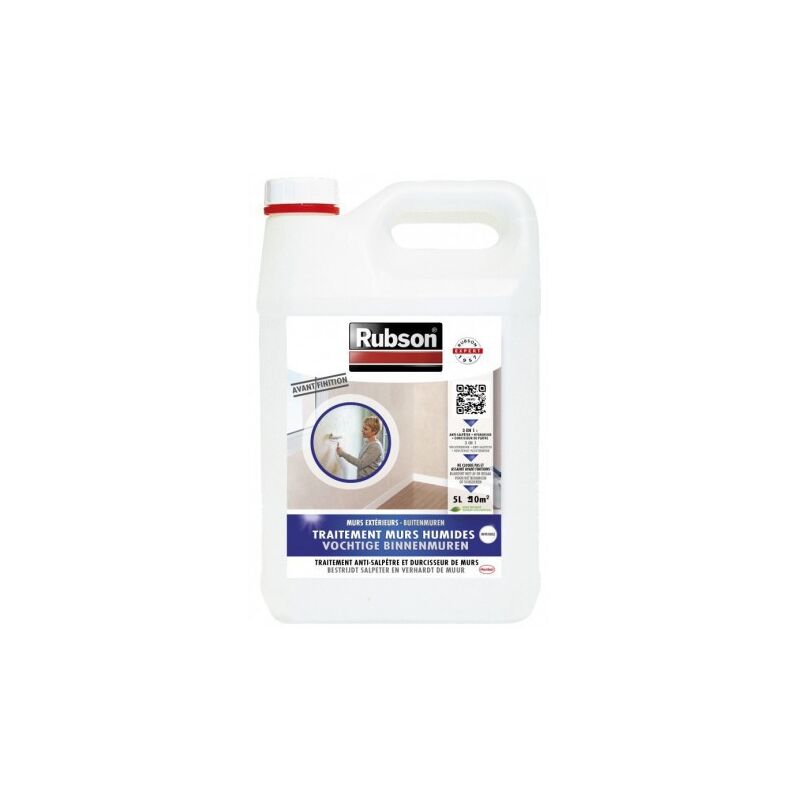 Traitement murs humides intérieurs hydrofuge anti-salpêtre et durcisseur Conditionnement: 5L - Rubson