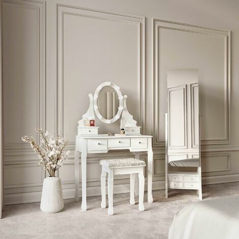 main image of "Ruby Rozanna x Nikita Hollywood Mirror Dressing Table and Mirror Jewellery Cabinet Set"