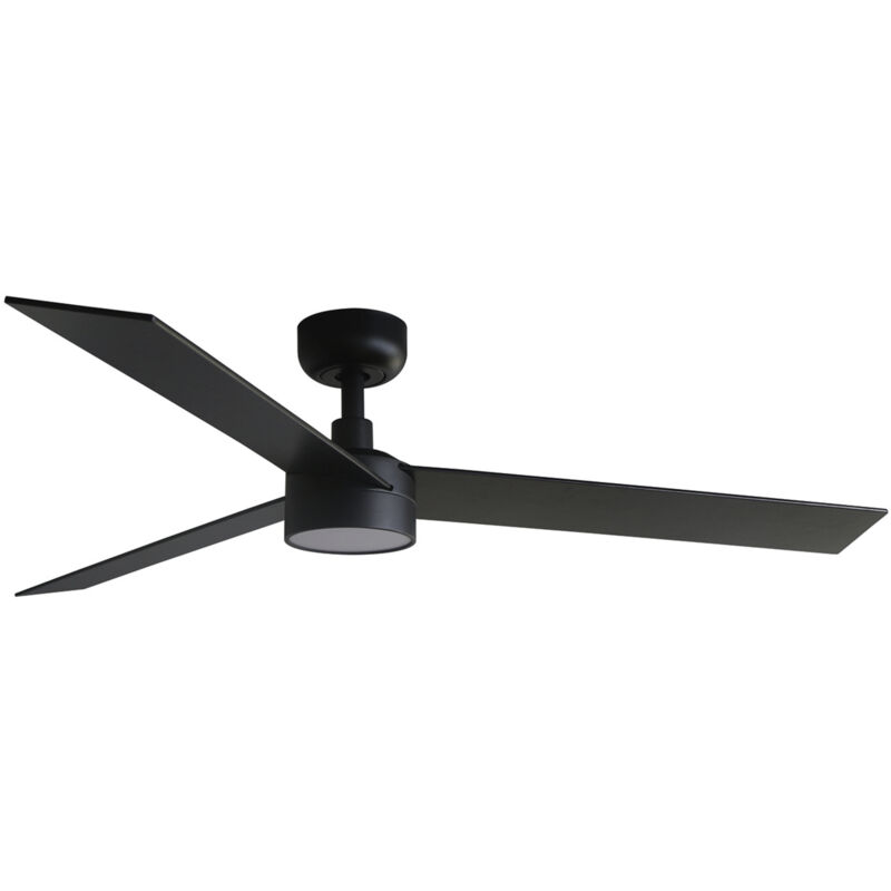 Faro Barcelona - rudder l led Ventilateur avec lumière noir / noyer 34298-1TW