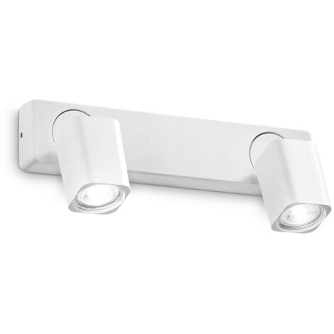 RUDY SQUARE APPLIQUE A PARETE ORIENTABILE 2 LUCI ATTACCO GU10 LAMPADINE INCLUSE BIANCO