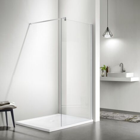 Rue Du Bain – Paroi de douche fixe 100 cm en verre transparent 8 mm – Profilé aluminium mat – Hauteur 195 cm – Montage réversible