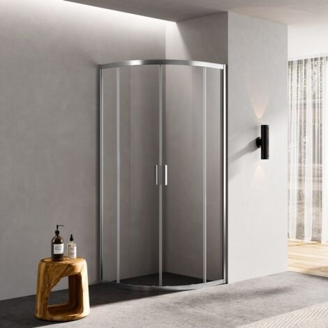 Rue Du Bain – Paroi de douche quart de rond 80 cm coulissante en verre 6 mm – Aluminium mat – Hauteur 195 cm – Installation facile
