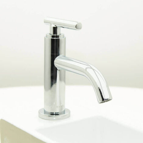 Rue Du Bain – Robinet lave main eau froide – Corps et poignée en laiton chromé – Hauteur 15,2 cm – Cartouche céramique 1/4 de tour