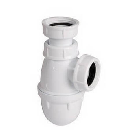 Rue Du Bain – Siphon de lavabo en plastique blanc – Hauteur réglable – Raccord écrou 33/42 – Sortie avec joint conique Ø32