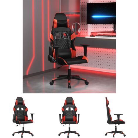 Rückenlehne - vidaXL Gaming-Stuhl mit Massagefunktion Schwarz und Rot Kunstleder - Sitzhöhe