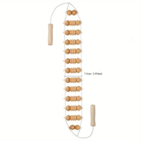 Rückenmassagerolle mit Griff, Anti-Cellulite-Massagegerät, Rückenmassagerolle aus Holz, Cellulite-Massagerolle für Nacken, Beine, Rücken, Körper (100 x 7,5 cm)