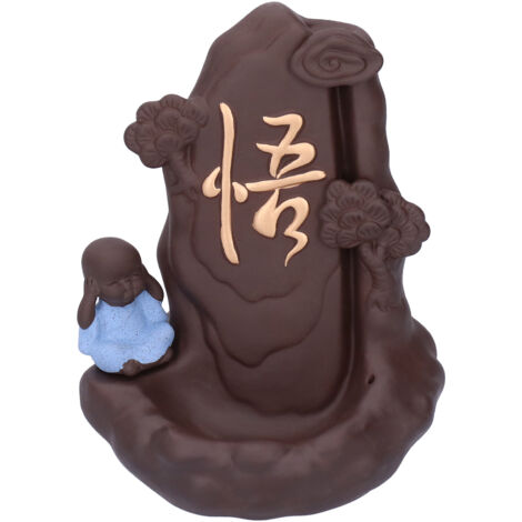 Rückfluss-Räuchergefäß mit kleiner Mönchsfigur, Yixing Zisha Ton-Wohndekoration