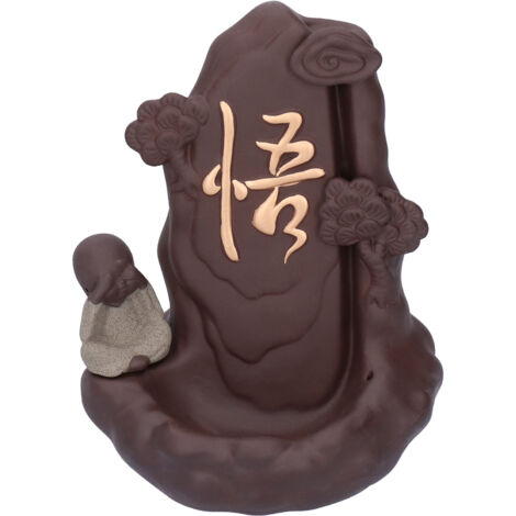 Rückschlagsicherer Räuchergefäß mit kleiner Mönchsfigur, Yixing Zisha Ton-Wohndekoration, Typ C