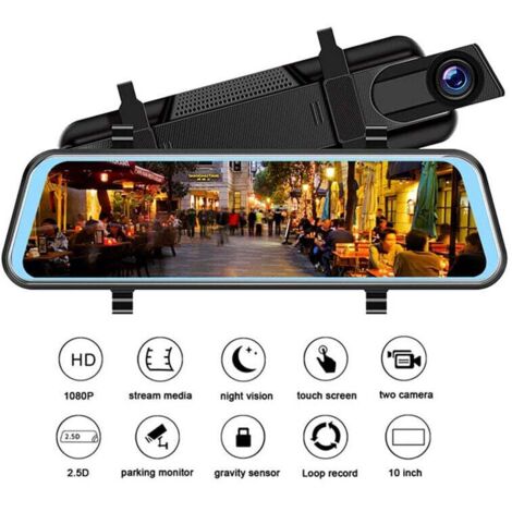 Rückspiegel- und Rückfahrkamera mit GPS, Nachtsicht, G-Sensor, Loop-Aufnahme, Parkassistent und Parkmodus. Zu den Funktionen gehören Auflösungen [1080P, 170