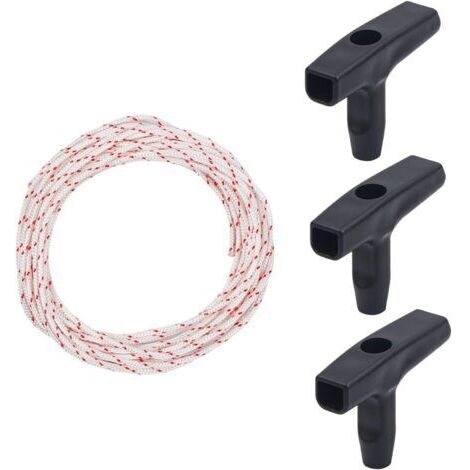 Rückstoß-Starterseil, 10 m, 3,0 mm, mit 3-teiligem Griff für Rasenmäher, Kettensägen & Trimmer