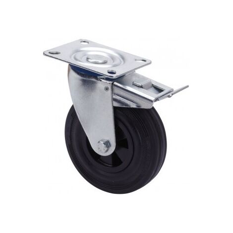 RUEDA 200 GIRATORIA PLATAFORMA PLASTICO/GOMA FRENO 200K