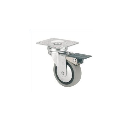 RUEDA .75 GIRATORIA PLATAFORMA GOMA GRIS FRENO 50K