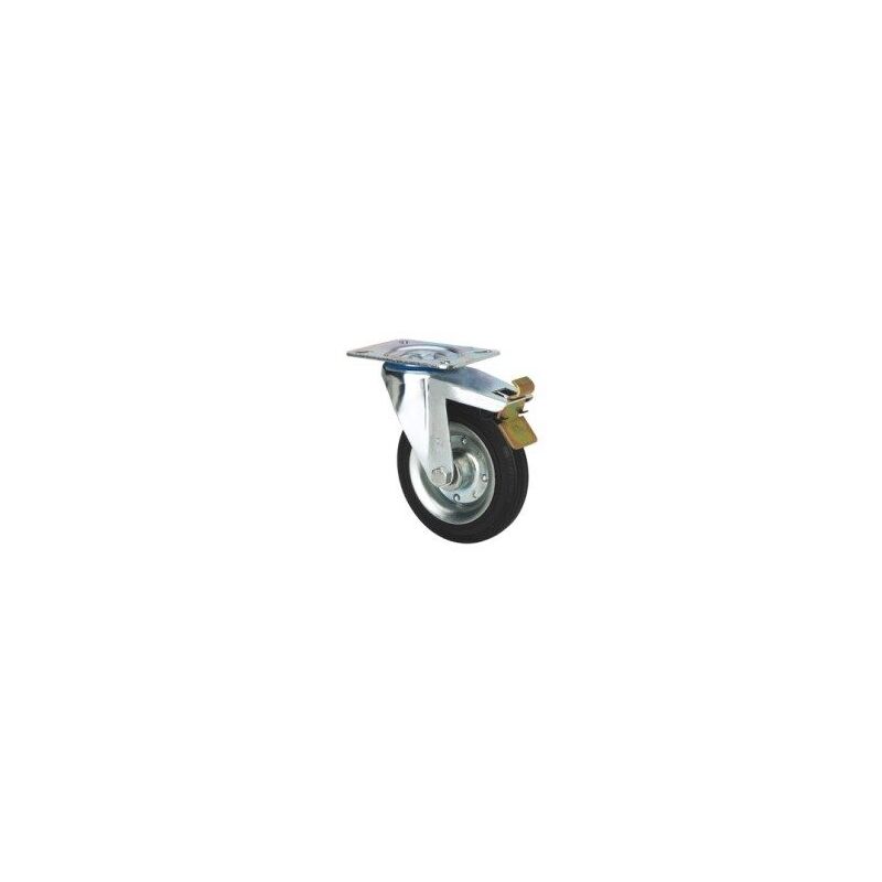 

Rueda .80 Giratoria Plataforma Metal/Goma Negra Freno 80K