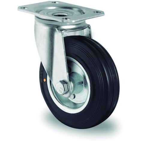RUEDA .80 GIRAT.PLATAF.METAL/GOMA NEGRA 80K