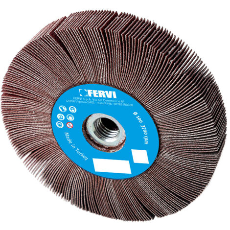 Rueda aletasde lona agujero roscado 125 x 20mm m14 grano 120 Fervi RLF125/120