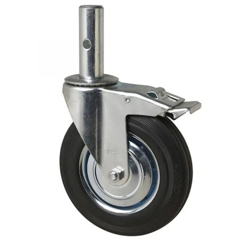 EDM - Roue d'échafaudage 200mm axe mâle 34mm avec frein