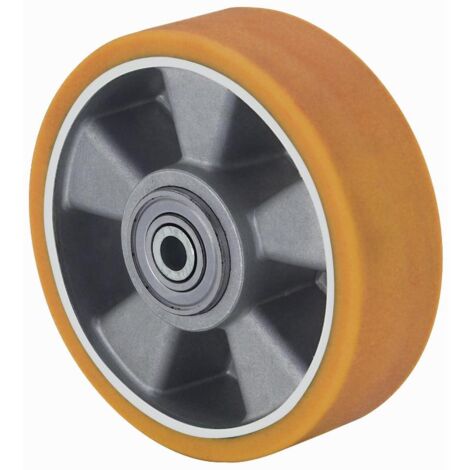 rueda aub200-20-60 nucleo aluminio y banda poliur.naranja eje bolas