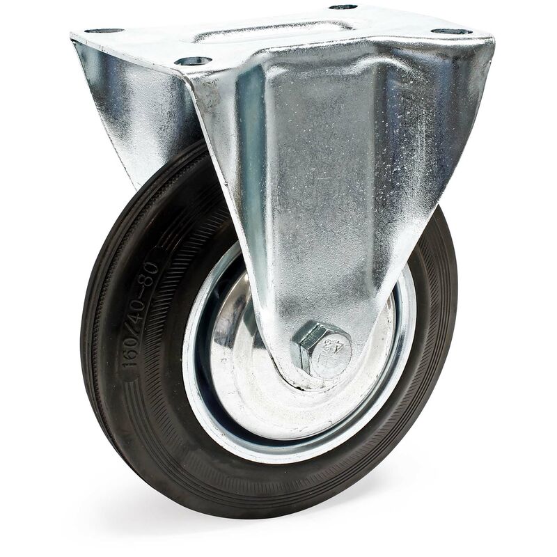 

Rueda auxiliar fija 160mm Goma maciza Estructura metal Llanta robusta Montaje Bricolaje Mueble móvil