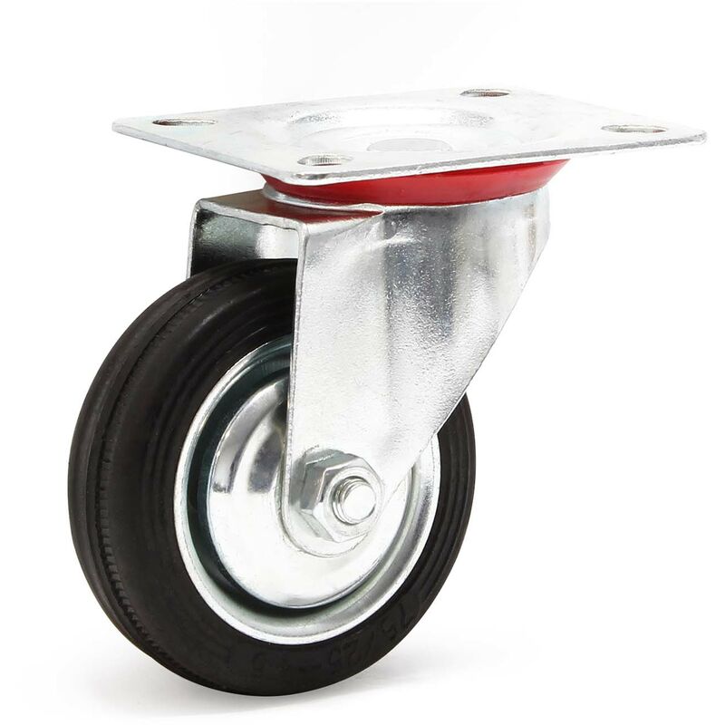 

Rueda auxiliar giratoria 75mm Goma maciza Estructura metal Llanta robusta Montaje Bricolaje Muebles