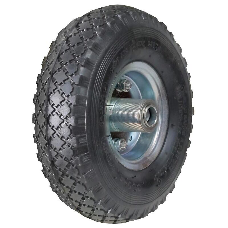 

Rueda carretilla sacos neumática llanta galvanizada eje descentrado Ø 20 mm.
