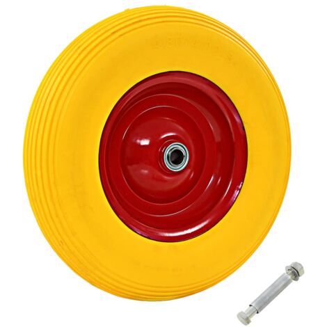 Rueda de carretilla con eje macizo PU 4.00-8 390 mm vidaXL - Amarillo