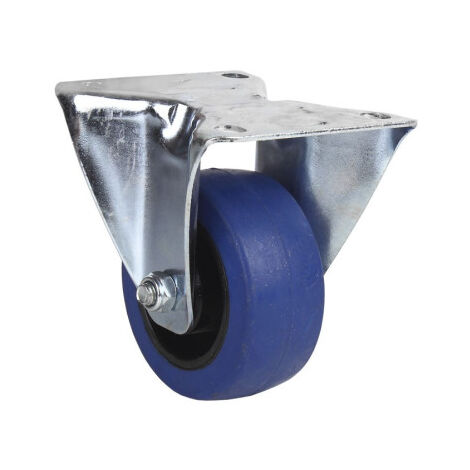 Rueda de goma azul fija con cojinete de rodillo para pesos de hasta 150 kg en varios diámetros 09403311