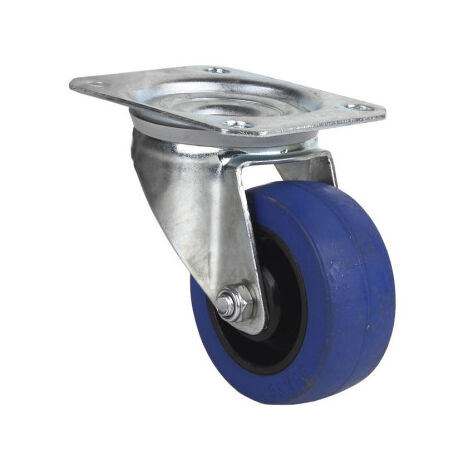 Rueda de goma azul y placa giratoria con cojinete de rodillo para pesos de hasta 150 kg y varios diámetros 09403301
