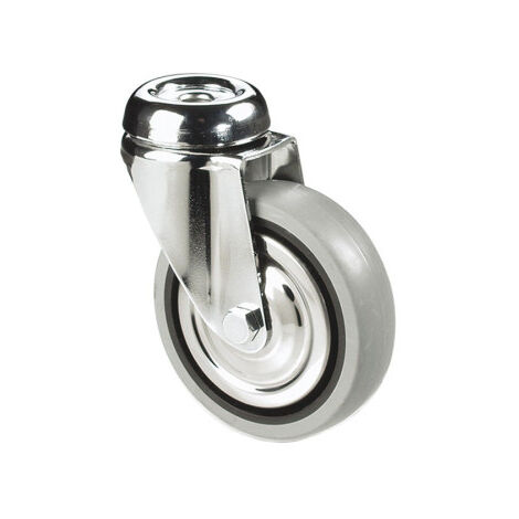 Rueda de goma gris para tornillo pasante de 30 mm hasta 75 mm para pesos desde 25 kg hasta 45 kg                                                     Ø40 x 18 mm