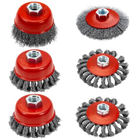 Rueda de metal para amoladora angular de 4 pulgadas, ruedas de engarce de alambre grueso de 3 pulgadas, cepillo de copa de engarce de alambre grueso de 3 pulgadas, amoladora angular con eje roscado 5/